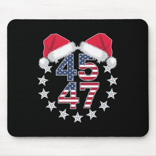 トランプ背面45 47米国サンタハットキリスト大統領 マウスパッド (正面)