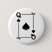 トランプ衣装クイーンスペードカードクイーンカード 缶バッジ (正面)