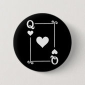 トランプ衣装クイーンハートカードクイーンカード 缶バッジ (正面)