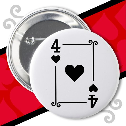 トランプ衣装4枚のカード4ハート 缶バッジ