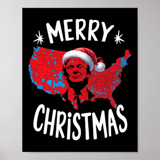 トランプ赤選挙地図メリークリスマストランプワイン ポスター (正面)
