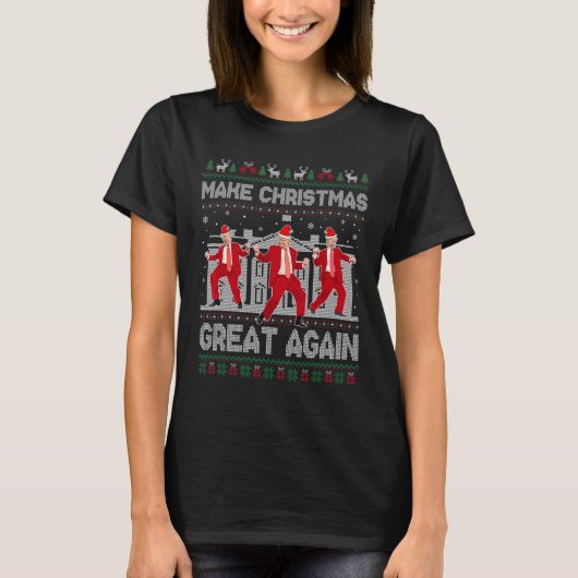 トランプ踊り再素晴らし来クリスマスクリスマスパハ Tシャツ (正面)