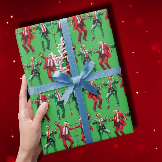 トランプ踊り | トランプサンタダンスクリスマスグリーン ラッピングペーパー