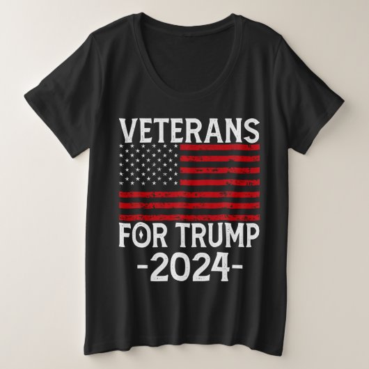 トランプ退役軍人2024 Proトランプ プラスサイズTシャツ (デザイン正面)