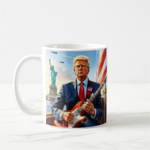 トランプ遊のエレキギター像自由旗 コーヒーマグカップ