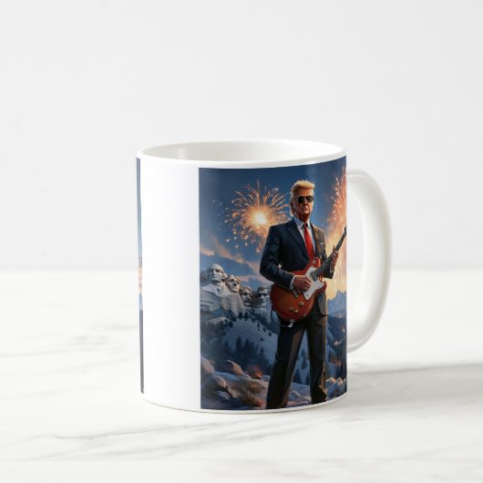 トランプ遊のエレキギター山ラシュモアマガ コーヒーマグカップ (正面右)