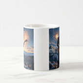 トランプ遊のエレキギター山ラシュモアマガ コーヒーマグカップ (中央)