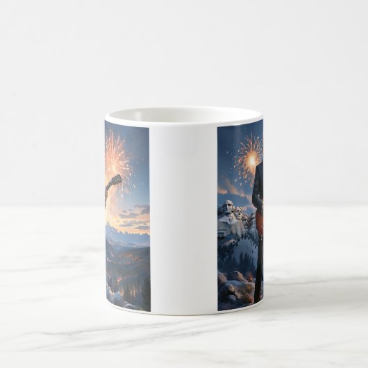 トランプ遊のエレキギター山ラシュモアマガ コーヒーマグカップ (中央)