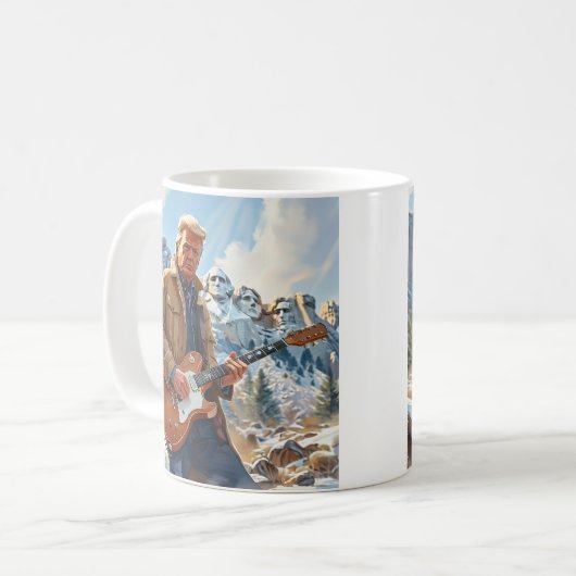トランプ遊のエレキギター山ラシュモアマガ コーヒーマグカップ (正面左)