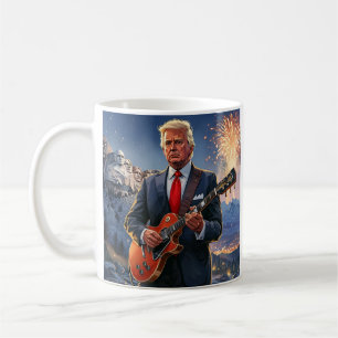 トランプ遊のエレキギター山ラシュモアマガ コーヒーマグカップ