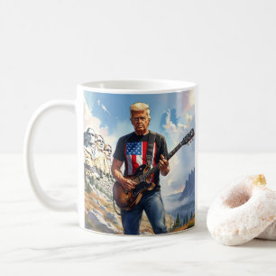 トランプ遊のエレキギター山ラシュモアマガ コーヒーマグカップ