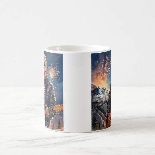 トランプ遊のエレキギター山ラシュモアマガ コーヒーマグカップ (中央)