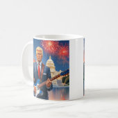 トランプ遊のエレキギター米国議会議事花火 コーヒーマグカップ (正面左)