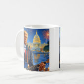 トランプ遊のエレキギター米国議会議事花火 コーヒーマグカップ (正面左)