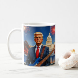 トランプ遊のエレクトリックベースUSキャピトル花火 コーヒーマグカップ