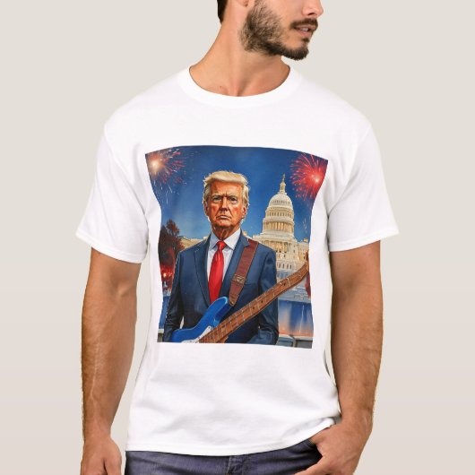 トランプ遊のエレクトリックベースUSキャピトル花火 Tシャツ (正面)