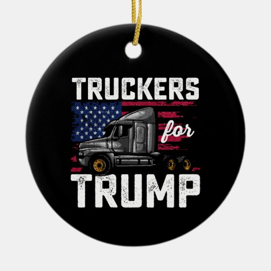 トランプ選挙ヴィンテージ大統領ののトラック セラミックオーナメント (正面)