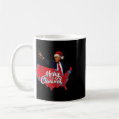 トランプ選挙地図メリークリスマスホリデーサンタH コーヒーマグカップ (左)