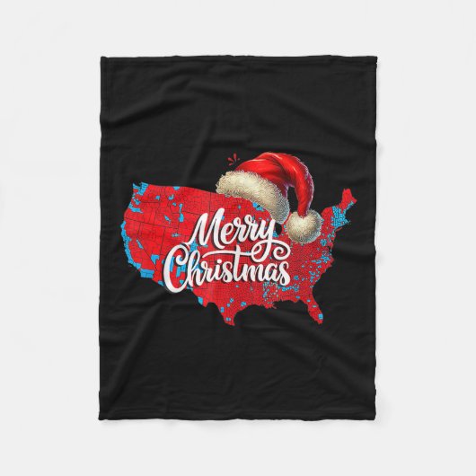 トランプ選挙地図メリークリスマスホリデーサンタH フリースブランケット (正面)