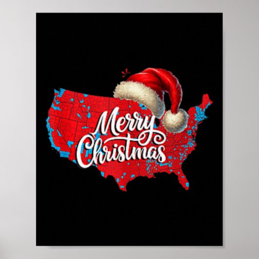 トランプ選挙地図メリークリスマスホリデーサンタH ポスター (正面)