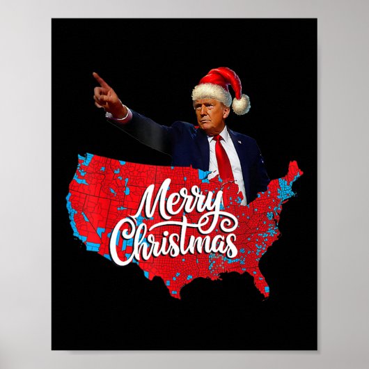 トランプ選挙地図メリークリスマスホリデーサンタH ポスター (正面)