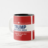トランプ選挙2024ゴミはゴミを取り出した ツートーンマグカップ (正面左)