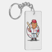 トランプ野球の風刺画 キーホルダー (正面左)