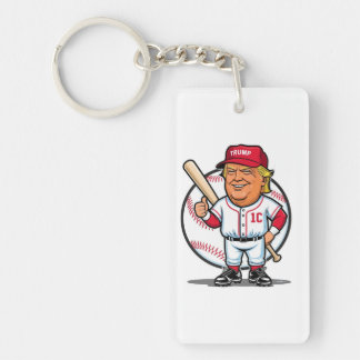 トランプ野球の風刺画 キーホルダー
