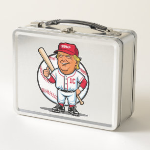 トランプ野球の風刺画 メタルランチボックス