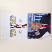 トランプ金ゴールド💖ポートレート2025 💕米国45 47 ビーチタオル (正面)
