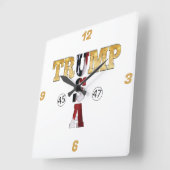 トランプ金ゴールド大統領の⛳米国45 47 🏆 スクエア壁時計 (傾斜)