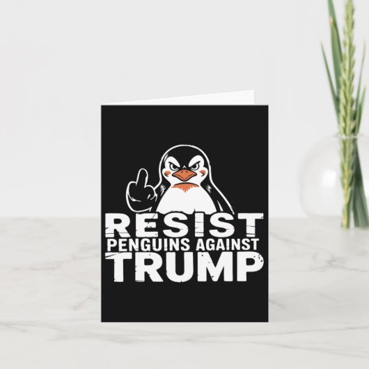 トランプ関税の中指に対してペンギンに抵抗する カード (正面)