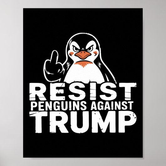 トランプ関税の中指に対してペンギンに抵抗する ポスター (正面)