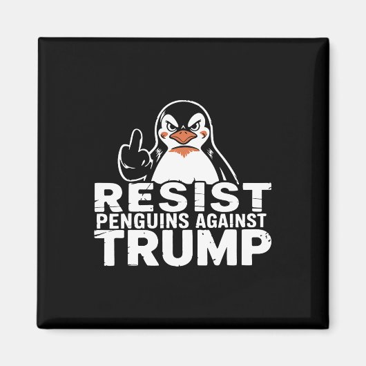 トランプ関税の中指に対してペンギンに抵抗する マグネット (正面)