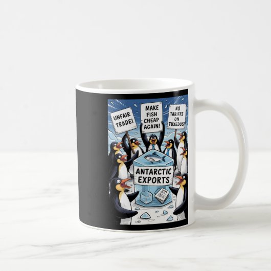 トランプ関税ペングに抗議するペンギンおもしろいズ コーヒーマグカップ (右)