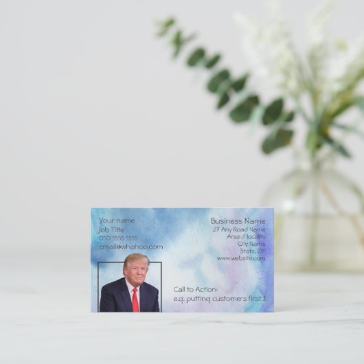 トランプ青の水色2辺の名刺 名刺 (スタンド正面)
