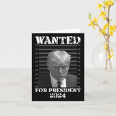 トランプ非有罪マグショット2024大統領のために指名手配 カード (黄色い花)