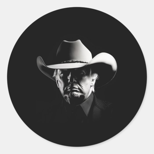 トランプ頭カウボーイUsa 2024投票米国マガ ラウンドシール (正面)