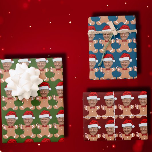 トランプ顔カスタム顔フォトジンジャーブレッド ラッピングペーパーシート