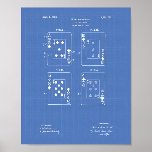 トランプ1925特許技術青写真 ポスター (正面)