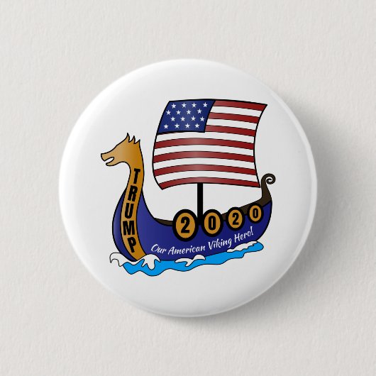 トランプ2020バイキング船ロゴ 缶バッジ (正面)