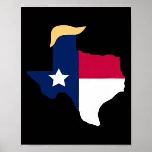 トランプ2020年選挙テキサス州国旗のトランプの髪 ポスター