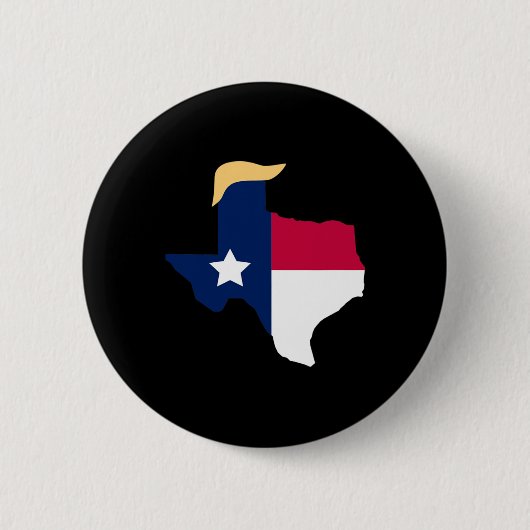 トランプ2020年選挙テキサス州国旗のトランプの髪 缶バッジ (正面)