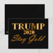 トランプ2020 – ステイ金ゴールド ポストカード (正面/裏面)