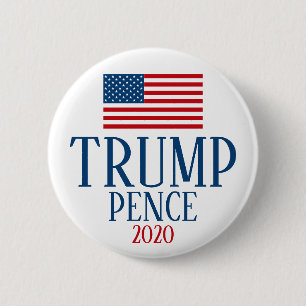 トランプ2020 -名門私立校風のアメリカ国旗の赤白青 缶バッジ