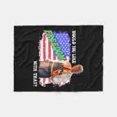 トランプ2024あのポテトで自由になりたい フリースブランケット (正面(横))