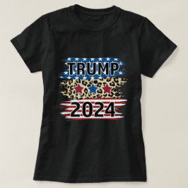 トランプ2024おもしろいアメリカ国旗のチータパターン Tシャツ