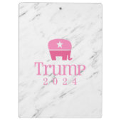 トランプ2024かわいいピンクの象 クリップボード (裏面)