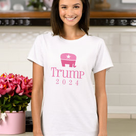 トランプ2024かわいいピンクの象 Tシャツ