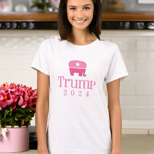 トランプ2024かわいいピンクの象 Tシャツ